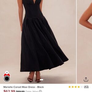 Fashion Nova Black Pleated Maxi Dress Plunge Neckline